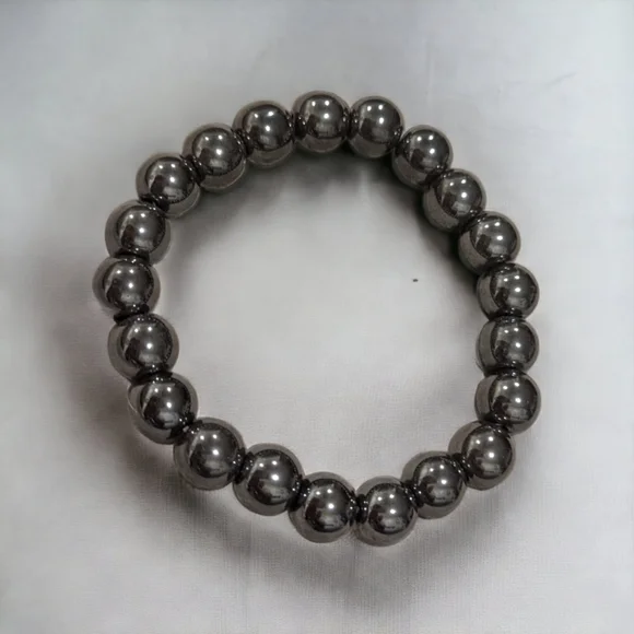Hematite Bracelet - 10mm Unisex Stretches - Picture 2 of 3